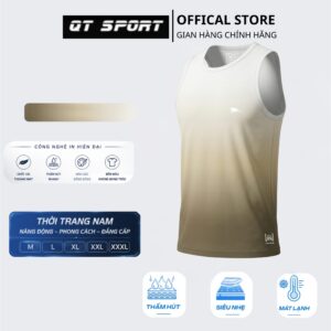 ÁO TANKTOP IN CHUYỂN NHIỆT GRADIENT LOANG MÀU BE KEM RÊU